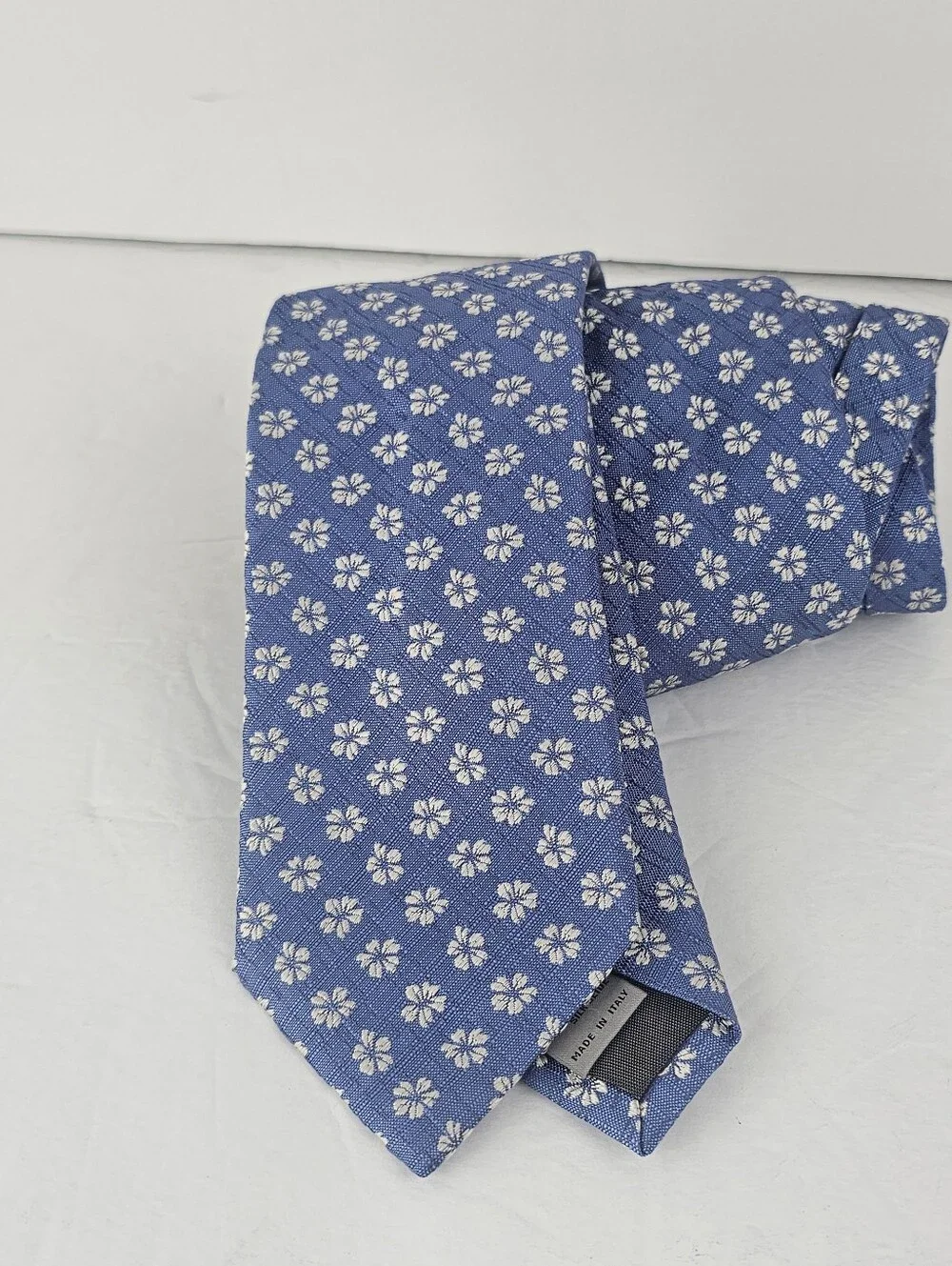 Canali 100% Silk Blue Periwinkle Floral Tie Luxury Made In Italy EUC